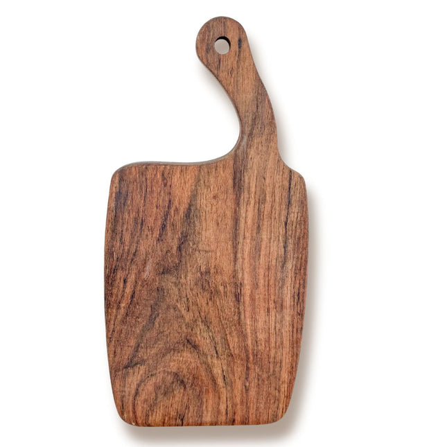 Wooden cutting board with a handle. 