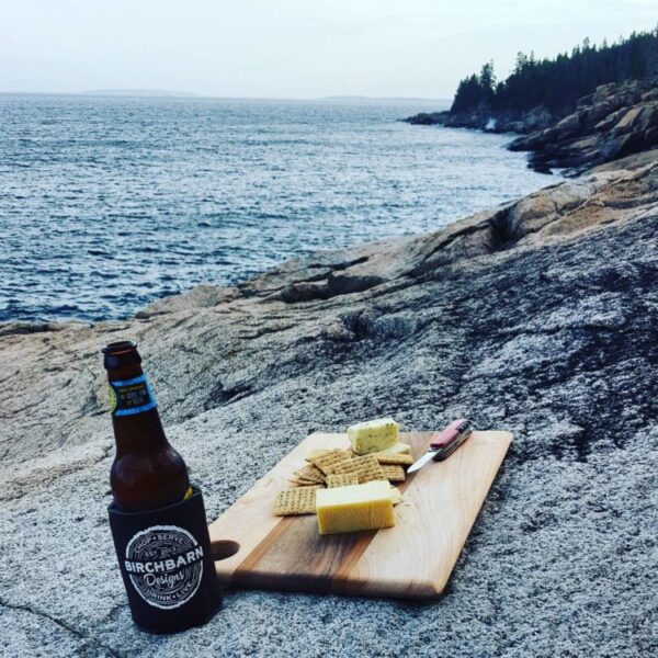 maple serving board being used in Acadia National Park