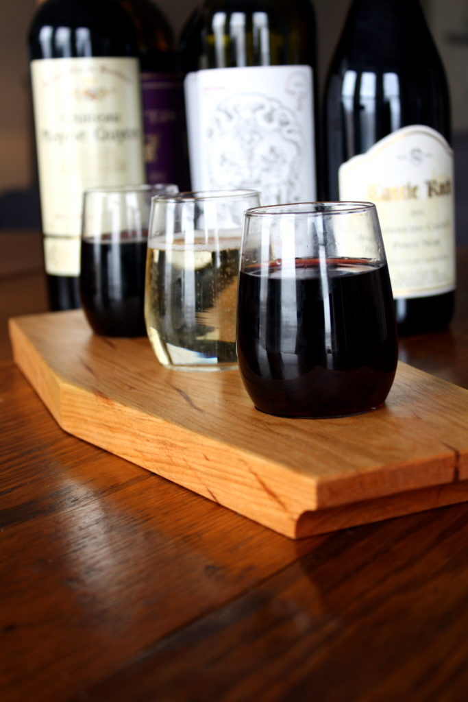 wine tasting set in glasses