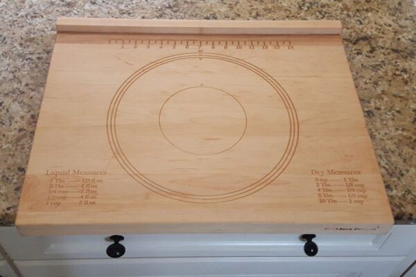 Pie board with conversion chat and dimensions