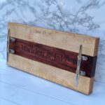 Cleat Serving Board with handles and personalized engraving