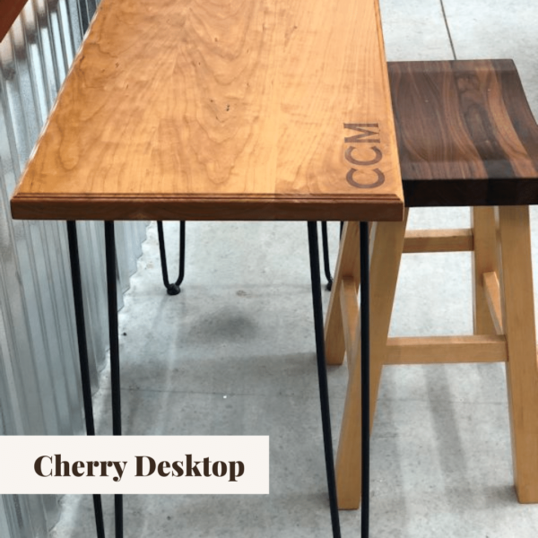 hairpin writing desk in cherry and laser engraving