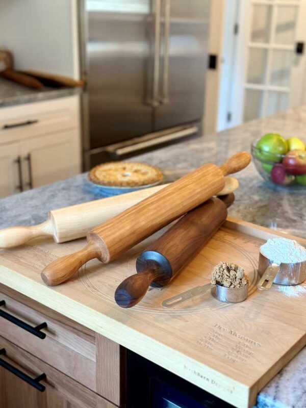 mixed wood hand turned rolling pin
